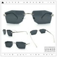 thumbnail image 2 of Luxe Bevel Geometric Square Rectangle Rimless Cougar Head Sunglasses Silver - Black, 2 of 8