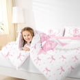 thumbnail image 3 of Manfei Pink Letter Monogrammed L Bedding Comforter Set 7pcs for Girls Women,Kids Teens Princess Pearl Bow Knot Queen Bedding Sets,Pink Reversible,Super Cozy Room Decor, 3 of 7
