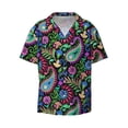 thumbnail image 2 of Lsque Watercolor Floral Paisley print Men's Cuban Collar Short Sleeve Shirt Summer Beachwear Casual Button Down Fashionable Vacation Leisure Shirt-4X-Large, 2 of 7