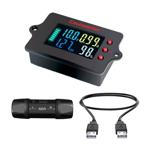 Lerpwige Coulomb Counter Meter Battery Monitors Battery Capacity Tester Indicator Coulometer Digital Voltmeter Ammeter