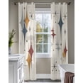thumbnail image 4 of Grey Yellow Diamond Sheer Curtains 63 Inch Length 2 Panels Set for Living Room/Bedroom, Modern Geometric Middle Century Beige Kitchen Curtains Grommet Semi-Sheer Curtains Window Treatments 42"x63"x2, 4 of 7