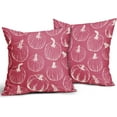 Dark Pink Fall Pumpkin Pillow Covers 16x16 Set of 2 Autumn Themed