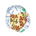 thumbnail image 4 of YFYANG Femmes Double Imperméable Douche Cap, Texture à Fragmentation Géométrique Cheveux Réutilisables Cap pour Tous les Styles de Cheveux et les Tailles de Tête, 4 of 6
