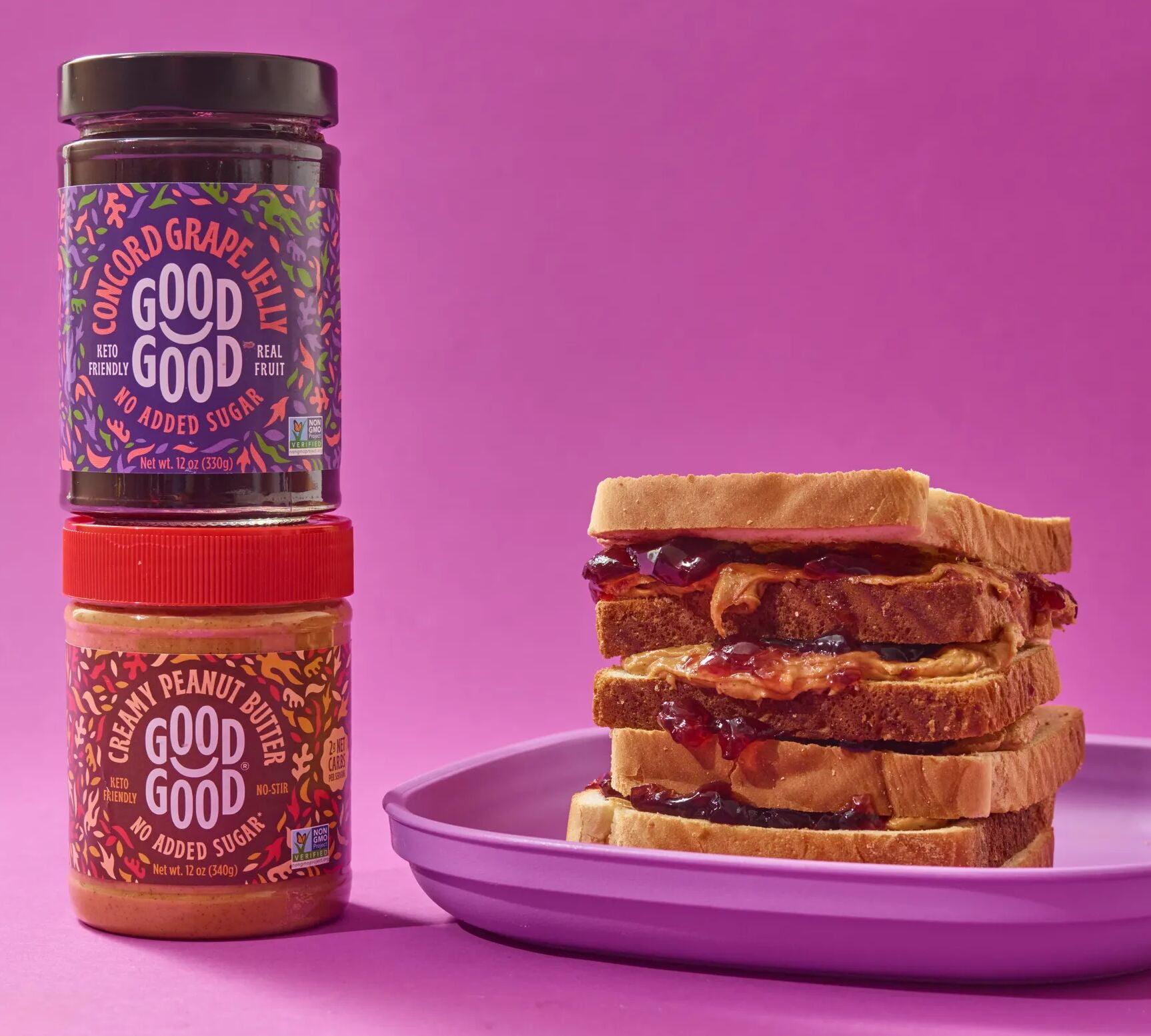 GOOD GOOD Concord Grape Jelly, No Added Sugar, Low Calorie, Keto Friendly, 12 oz