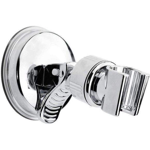 Soporte de cabezal de ducha con ventosa ajustable, soporte universal, construcción ABS con acabado galvanizado, pulido cromado para baños elegantes (totalmente ajustable)