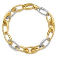 thumbnail image 3 of 14K Two-tone Polished Tapered Oval Link Bracelet, 3 of 5
