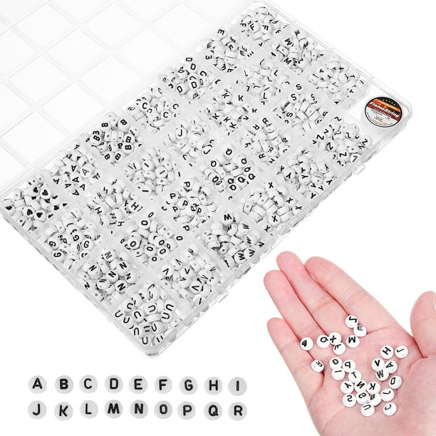 1 caja de cuentas de letras, cuentas del alfabeto, 26 cuentas de letras, accesorios para hacer pulseras de joyería