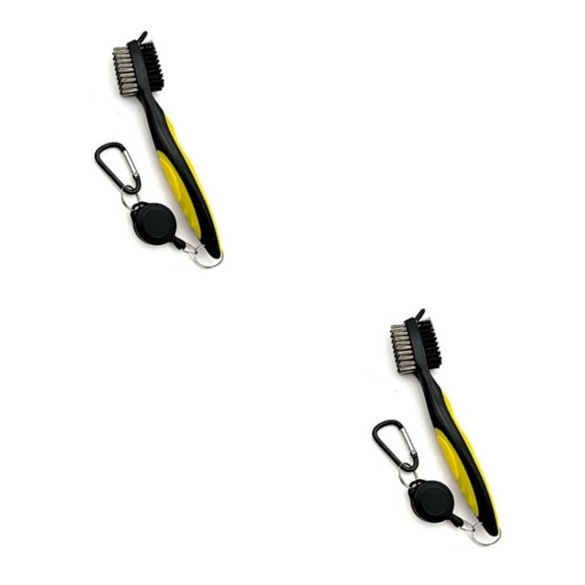 Ruiboury Brosse de Club de Golf Portable à Main Remplacement Brosses à Chaussures Double Face Jaune Sans Couvercle 2ensemble