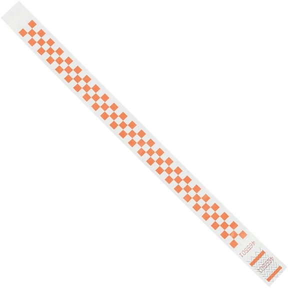 Tyvek WR103OR 0.75 x 10 in. Orange Checkerboard Wristbands - Case of 500
