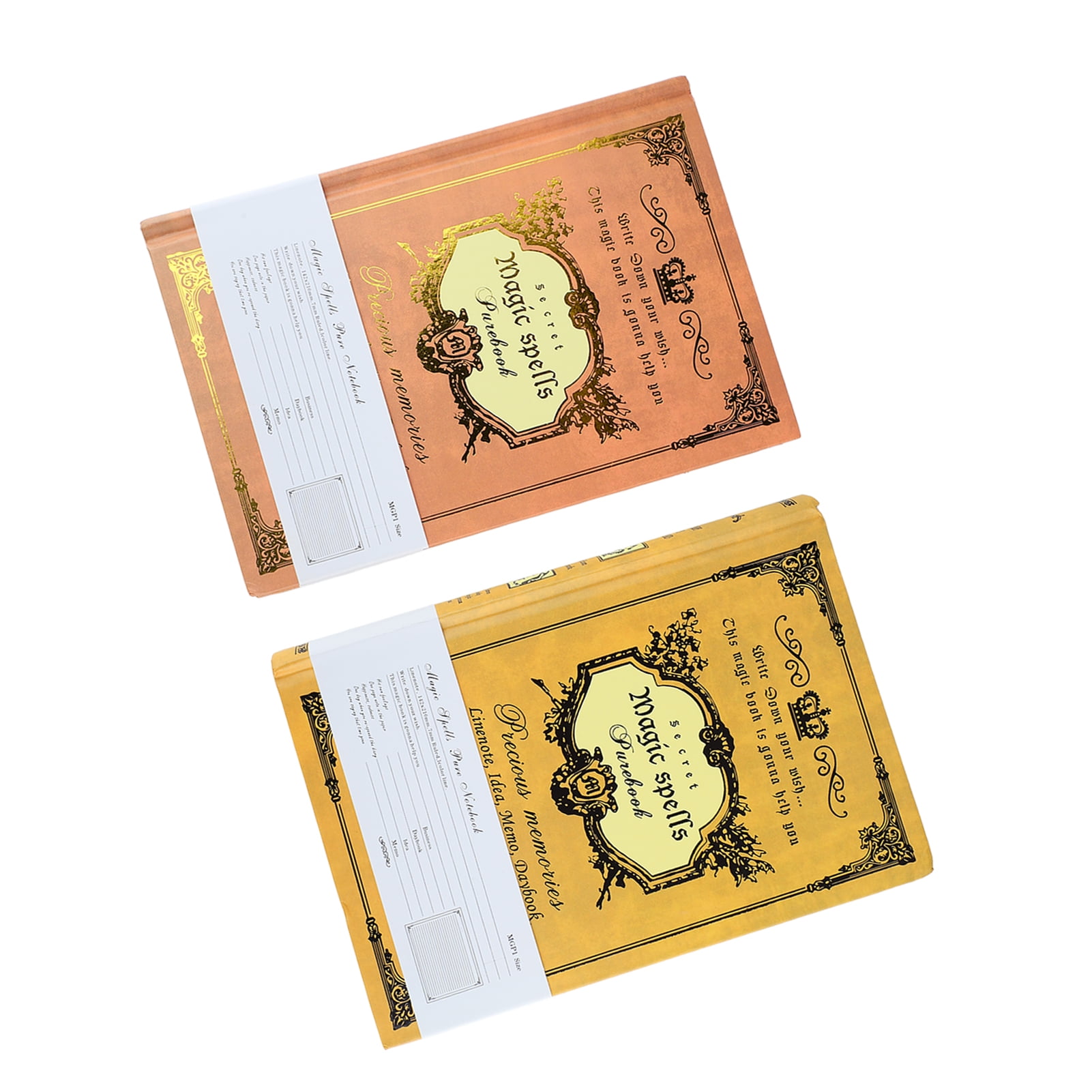 YAHHU Retro A5 Notebook Set, 2 Pcs Thickened Ruled Paper Lined Journal for Office and School, 8.7 x 5.9 inches / 22 x 15 cm Yellow and Red