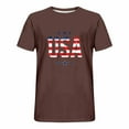 thumbnail image 3 of Tops for Men under $5 Short Sleeve Independence Day Round-Neck Print Casual Blouses Brown M, 3 of 4