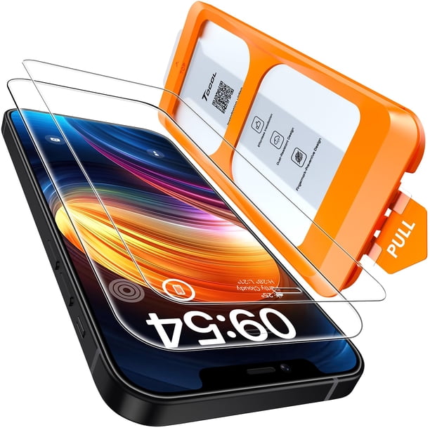 Protector de pantalla TOCOL para iPhone 12, cobertura total, paquete de 2