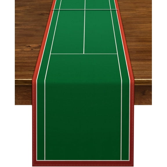 Linen Tennis Court Table Runner Tennis Themed Birthday Party Table Cover Indoor Outdoor Party Decoration Home Dining Room Kitchen Table Decor (13.8" x 71")
