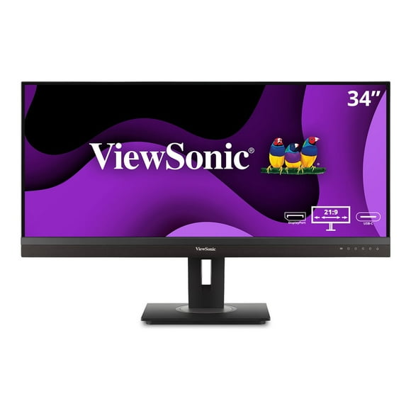 ViewSonic VG3456A - LED monitor - 34" (34.1" viewable) - 3440 x 1440 UWQHD @ 100 Hz - IPS - 300 cd/m�� - 1000:1 - 5 ms - 2xHDMI, DisplayPort, USB-C - speakers