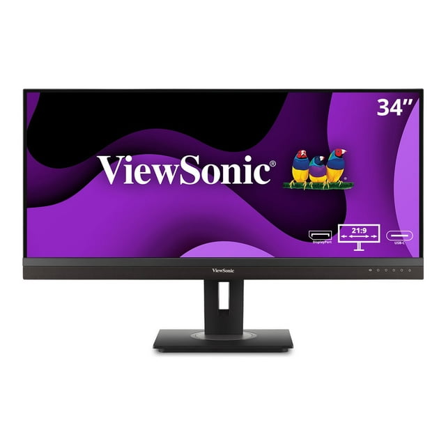ViewSonic VG3456A Moniteur d'Accueil Ergonomique 34 WQHD 21-9 avec USB‐C 100 W et Résolution RJ45 3440 x 1440