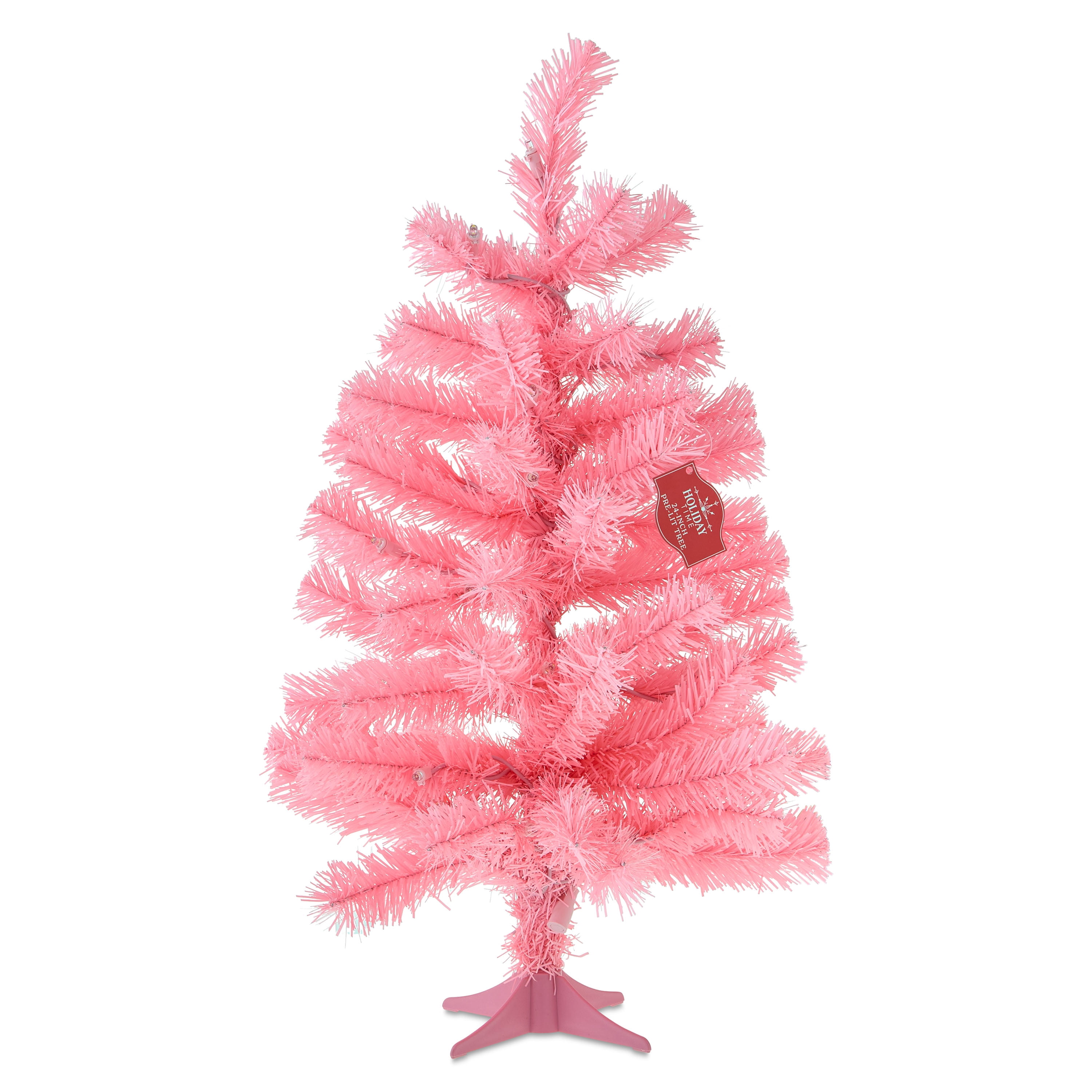 2 FT Mini Pre-Lit Pink Artificial Christmas Tree with 35 Warm White LED Lights and Stand, by Holiday Time
