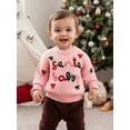 thumbnail image 6 of Gzhioc Toddler Baby Girl Christmas Sweaters 0 6 12 18 24 Months 2T 3T Long Sleeve Round Neck Letter Bow Embroidery Tops Sweatshirts, 6 of 9