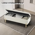 thumbnail image 5 of Velvet Ottoman  with Storage, Modern Beige Velvet Upholstered Metal Leg Bed end Stool, Bedroom, Cloakroom, Living Room, Entryway, Powder Room (Beige), 5 of 7