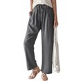 thumbnail image 2 of Pantalones sueltos para mujer, pantalones rectos para mujer, pantalones con cintura elástica y lazo, pantalones sueltos y rectos, acabado de lujo, 2 of 6