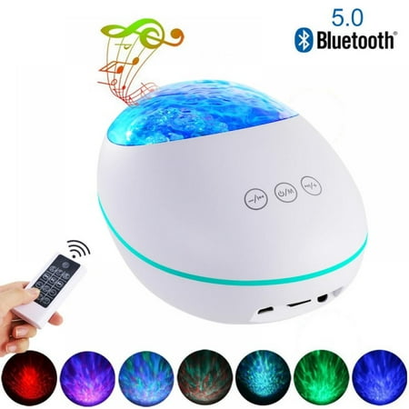 

ColorProfit Remote Control Night Light Ocean Wave Projector 8 Colorful Ceiling Mood Lamp with Bulit-in Speaker Music Player