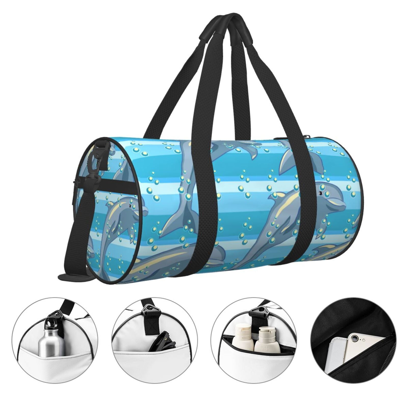 Vsdgher Dolphin 45L Foldable Duffel Bag, Sports Gym Bag,Overnight Bag, Portable Weekender Bag for Airplanes