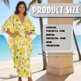 thumbnail image 7 of Xoenoiee Lemon Leaves Print Kaftan Dresses for Women Plus Size V Neck Caftans Long Batwing Sleeve Beach Cover Up High-Slit Summer Mumu Dresses, 7 of 7