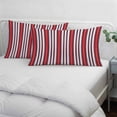 thumbnail image 3 of Red Pink Stripes Pillow Covers, Linen Long Throw Pillow Case, Country Simple Gradient Vertical Lines Holiday Pillow Protector Decorative Cushion Cover for Living Room/Bedroom 16" x 24", 3 of 8