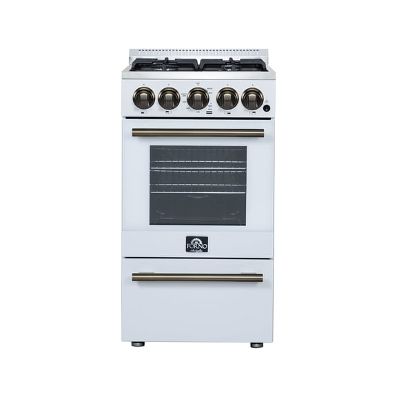 Forno Lamazze 20 Inch Freestanding Gas Range in White, Compact Design