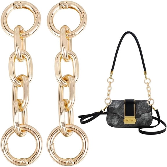 Gold 2Pcs 3.81" Bag Extender Chain Purse Strap Extenders Golden Purse Chain Purse Strap Replacement with Spring Gate Rings for Bag Straps Replacement Accessories