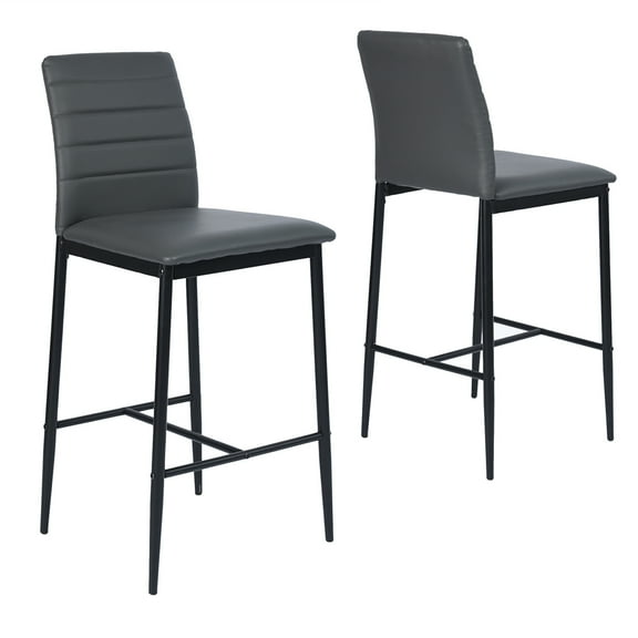 Set of 2 Bancos Alto, con Respaldo y Reposapié, Color Gris HOMEMAKE FURNITURE Moderno