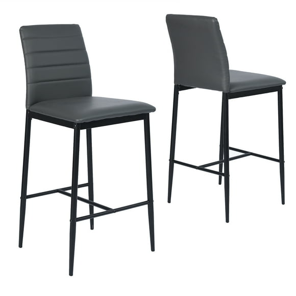 Set of 2 Bancos Alto, con Respaldo y Reposapié, Color Gris HOMEMAKE FURNITURE Moderno