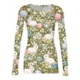 thumbnail image 5 of ASDFVBKG Easter Patterned T-Shirts for Women Fashion Crew Neck Basic Long Sleeve Slim Fitted Shirts Ribbed Bunny Floral Printed Cozy Outfits Clothing Light Green 2XL, 5 of 6