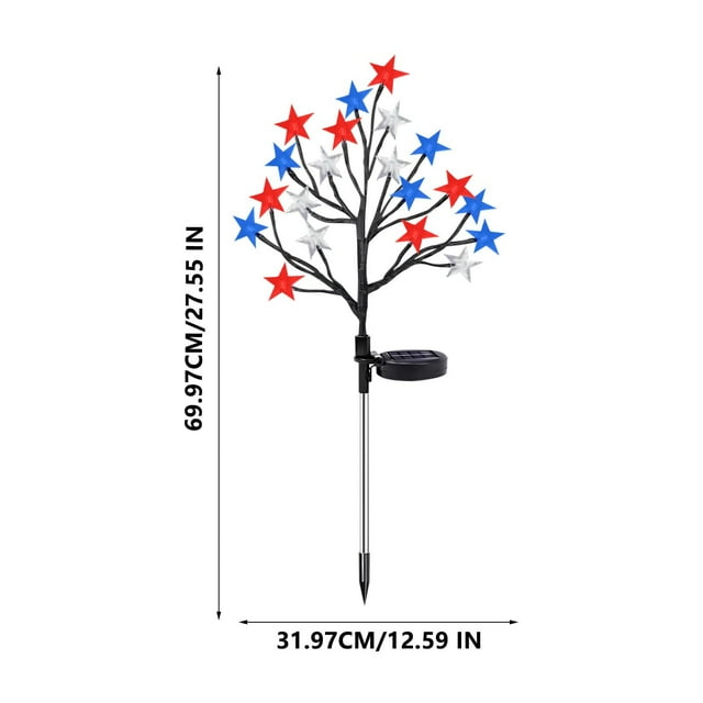 COM1950s Outdoor String Lights, Tree Lights Outdoor, Americans Independence Day Red White Blue Five-Pointed Star Tree Branch Lights Lawns Garden Festive Atmospheres Decorative Light String