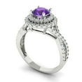 thumbnail image 2 of 1.3125 ct Round Cut Natural Amethyst Halo Engagement Ring for Women in 18K White Gold, 2 of 5