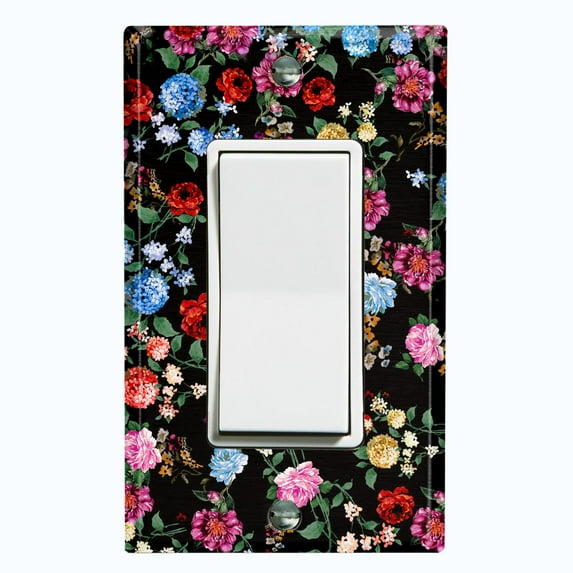 Metal Light Switch Plate Outlet Cover Colorful Floral Garden Wallpaper ROS034