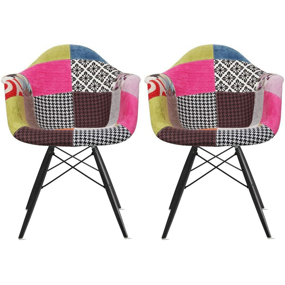 2xhome Set of 2 (Two) Multicolor Ann Modern Upholstered Style