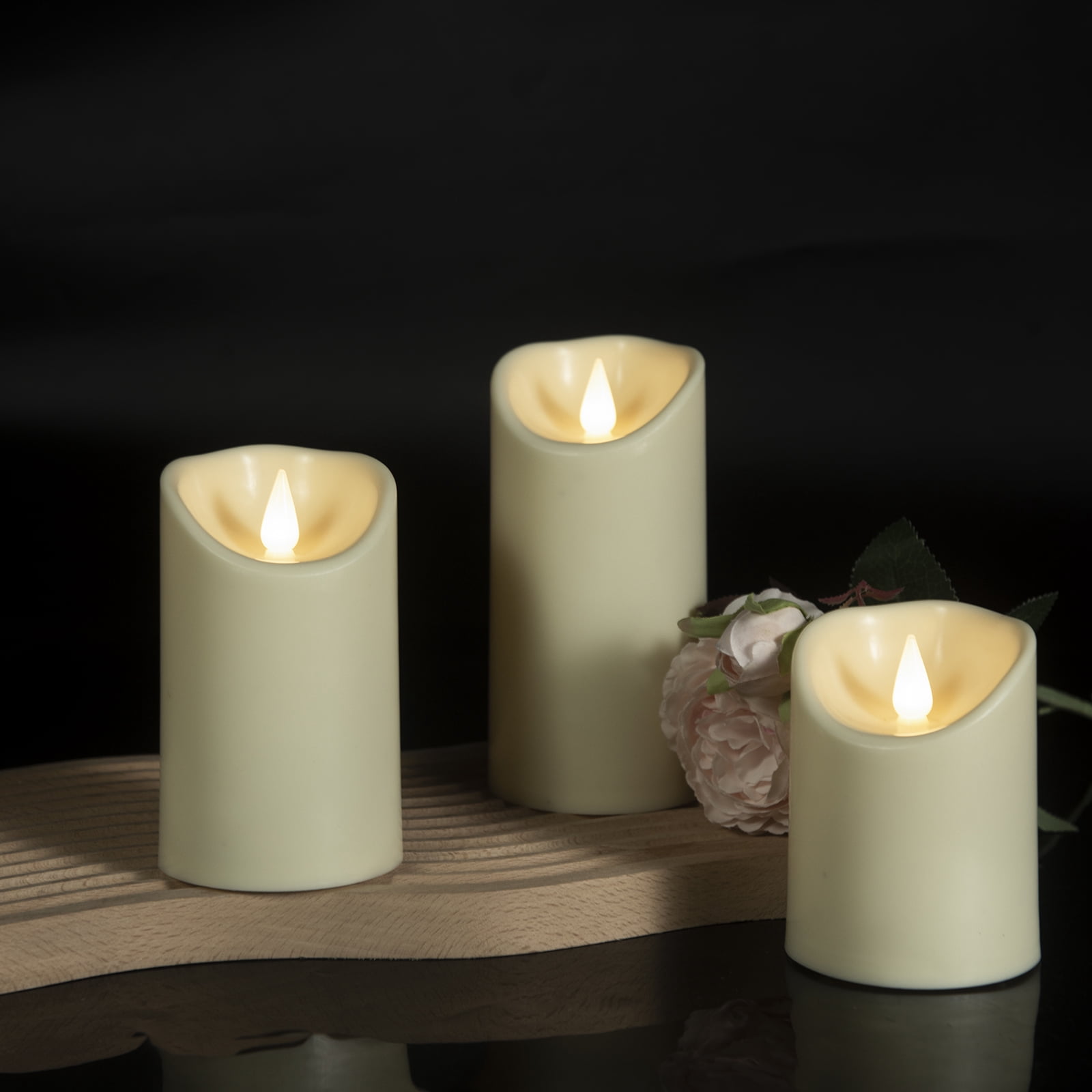 Cacou 3-Pack Flickering LED Flameless Candles with Remote Control for Home Decor and Mood Lighting