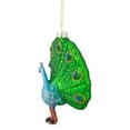 thumbnail image 4 of Northlight Standing Glittered Peacock Glass Christmas Ornament - 4.75" - Lime Green and Blue, 4 of 5