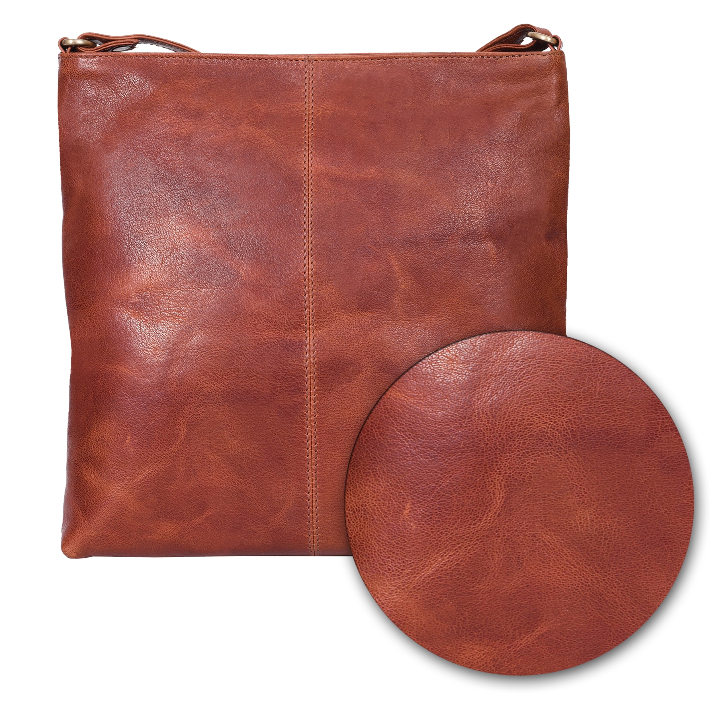 Estalon Women's Genuine Leather Crossbody Handbag, Butterrum
