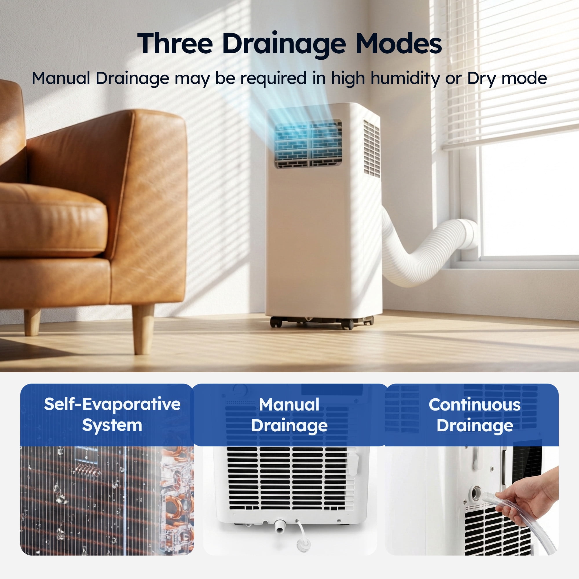SIMZLIFE Portable Air Conditioner 14000 BTU with App Control,Portable Ac Unit up to 550 Sq,White