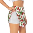thumbnail image 2 of Bixox Women's Strawberry pattern 2 in 1 Running Shorts - Lightweight Athletic Workout Gym Yoga Shorts Liner with Pockets - Small, 2 of 7