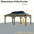 thumbnail image 2 of LUXOAK 12x20 FT Hardtop Gazebo, Wooden Pavilion with Iron Double Roof, Outdoor Pergola, 2 of 9