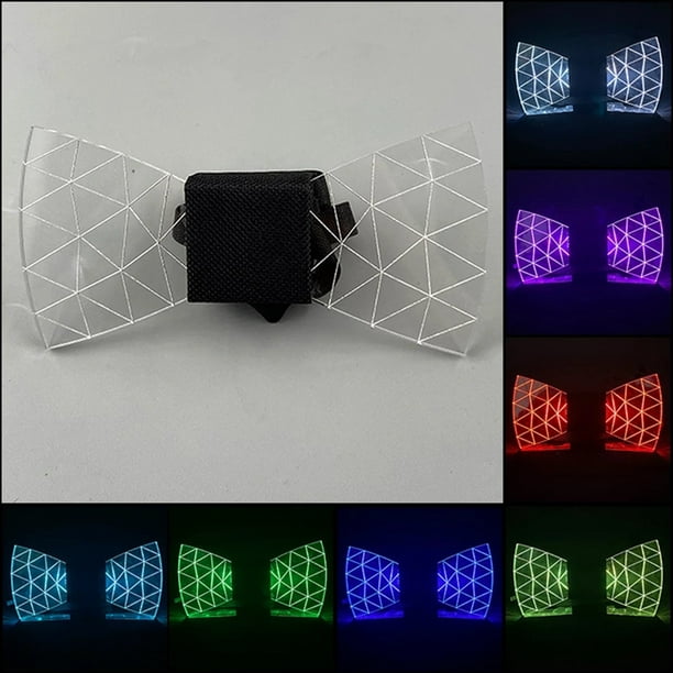 Colorful LED Acrylic Bow Tie Change 7 Lighting Colors Men Bow Tie Flashing  LED Bow Tie Light Up Party Luminous Bow Tie A 
