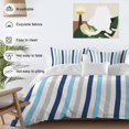 thumbnail image 4 of Blue Navy Grey Stripes Twin Duvet Cover Set, Minimalist Abstract Vertical Striped 4 Piece Microfiber Bedding Set with Zipper Closure, Bed Sheet and 2 Pillow Shams, Soft Bedding Cover, 4 of 9