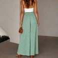 thumbnail image 4 of Minjewel Palazzo Pants for Women Bohemian Culottes - Elastic Waist Polka Dot Print Long Length, Wide Leg Pants for Women Casual Everyday Bottoms, Pants for Women for Summer,Light Green M, 4 of 5