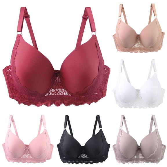 TTUHYWXI Minimizer Bras for Women Full Coverage Push Up Lace Bra Supportive with Underwire for Everyday Wear (Beige,90D)