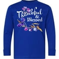 thumbnail image 3 of Inktastic Thankful and Blessed Inspirational Saying with Flowers Long Sleeve Youth T-Shirt, 3 of 5