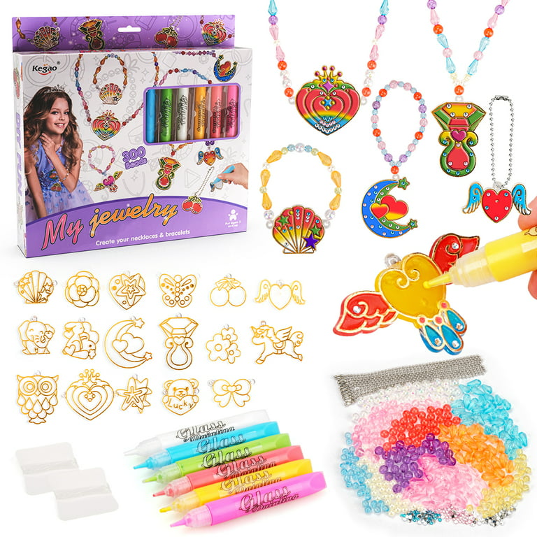 Art and Craft for 5 6 7 8 Year Old Kids-Necklace Craft Kit for Girls Boys  Age 10 Jewelry Making Kit for Children Age 6-12 Birthday Gifts for Girl  5-10