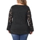 thumbnail image 3 of Blusa casual de mujer de talla grande Agnes Orinda con doble capa, encaje, mangas largas y escote en V, 2X, negra, 3 of 6