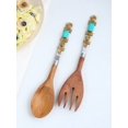 thumbnail image 3 of Yo Treasure Tiramisu Wire Wrapped Blue Bead Studded Wooden Salad Server Set, Pack of 2, 3 of 5